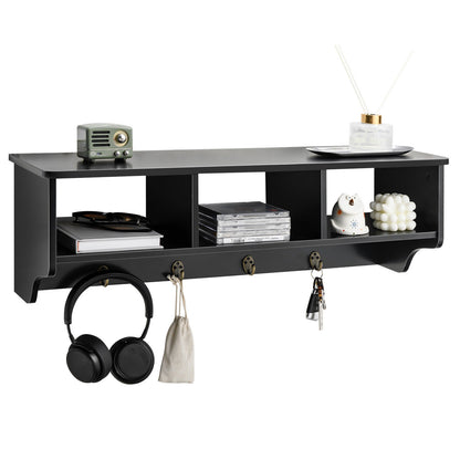 Wall Mount Cubby Organizer Hooks Entryway Storage Shelf, Black Coat Racks & Hall Trees at Gallery Canada