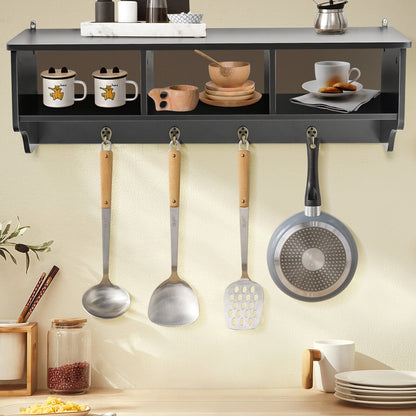 Wall Mount Cubby Organizer Hooks Entryway Storage Shelf, Black Coat Racks & Hall Trees at Gallery Canada