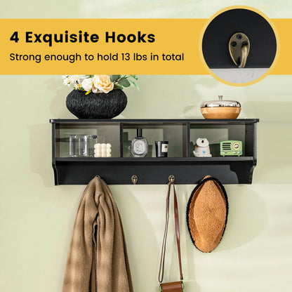 Wall Mount Cubby Organizer Hooks Entryway Storage Shelf, Black Coat Racks & Hall Trees at Gallery Canada