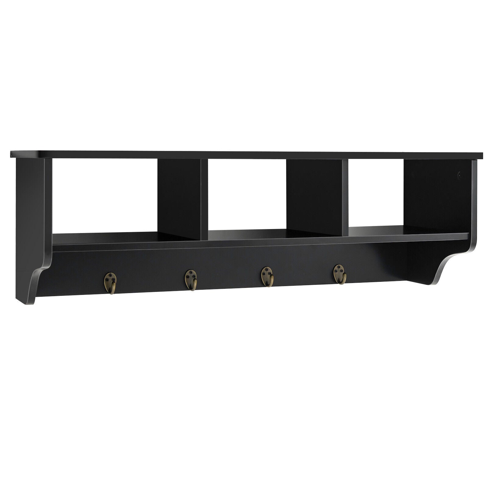 Wall Mount Cubby Organizer Hooks Entryway Storage Shelf, Black Coat Racks & Hall Trees at Gallery Canada