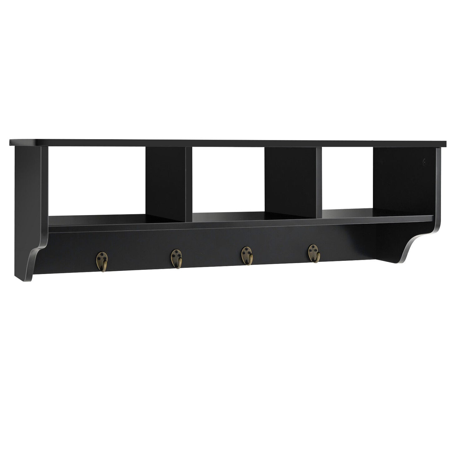 Wall Mount Cubby Organizer Hooks Entryway Storage Shelf, Black Coat Racks & Hall Trees Black at Gallery Canada