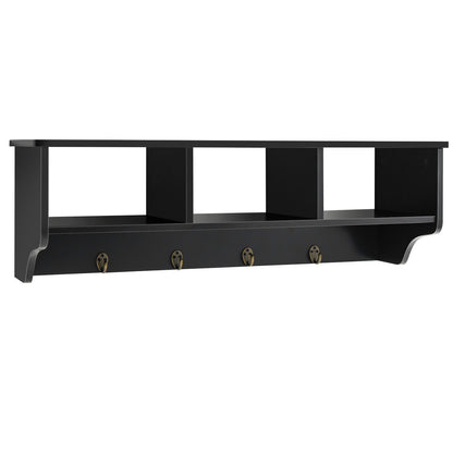 Wall Mount Cubby Organizer Hooks Entryway Storage Shelf, Black Coat Racks & Hall Trees Black at Gallery Canada