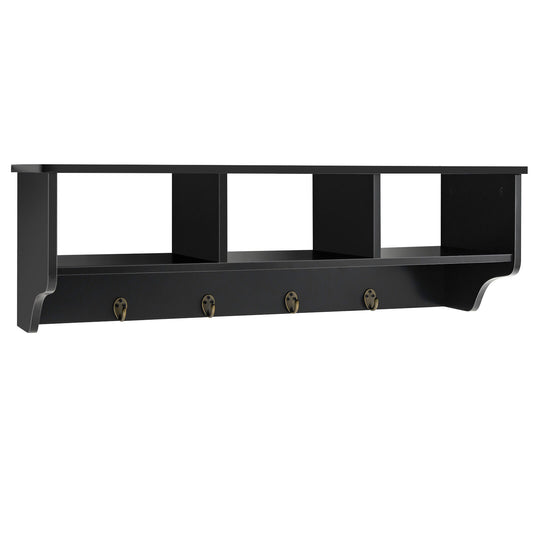 Wall Mount Cubby Organizer Hooks Entryway Storage Shelf, Black Coat Racks & Hall Trees Black at Gallery Canada