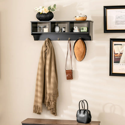 Wall Mount Cubby Organizer Hooks Entryway Storage Shelf, Black Coat Racks & Hall Trees at Gallery Canada