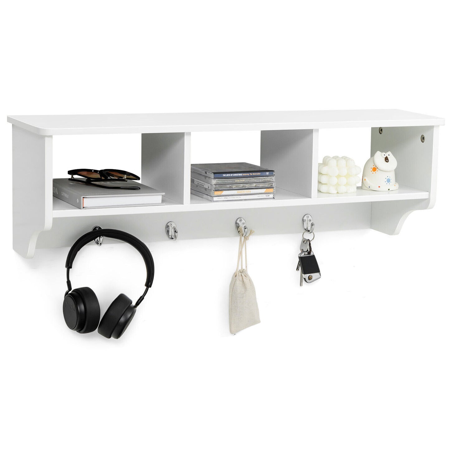 Wall Mount Cubby Organizer Hooks Entryway Storage Shelf, White Coat Racks & Hall Trees at Gallery Canada