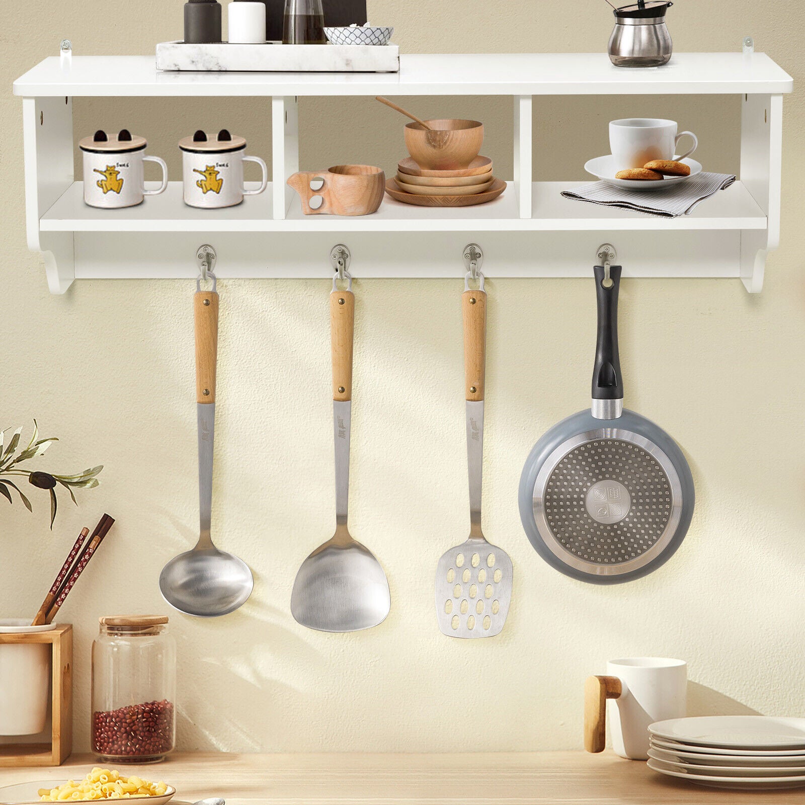 Wall Mount Cubby Organizer Hooks Entryway Storage Shelf, White Coat Racks & Hall Trees at Gallery Canada