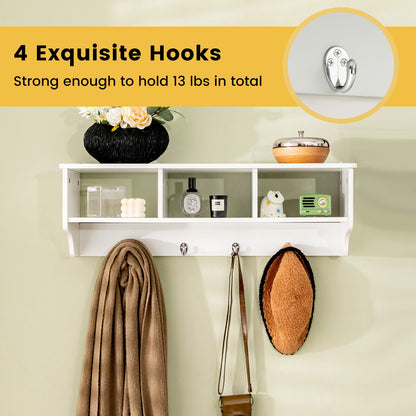 Wall Mount Cubby Organizer Hooks Entryway Storage Shelf, White Coat Racks & Hall Trees at Gallery Canada