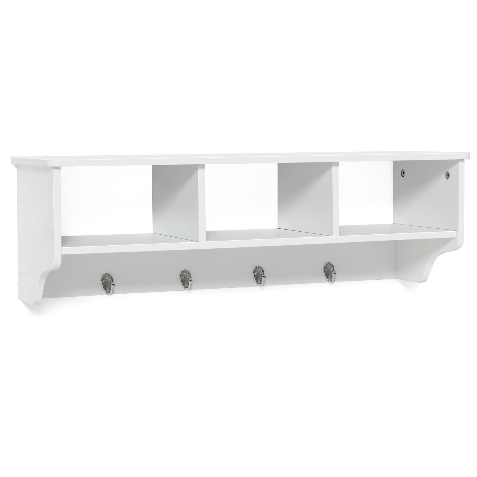 Wall Mount Cubby Organizer Hooks Entryway Storage Shelf, White Coat Racks & Hall Trees White at Gallery Canada