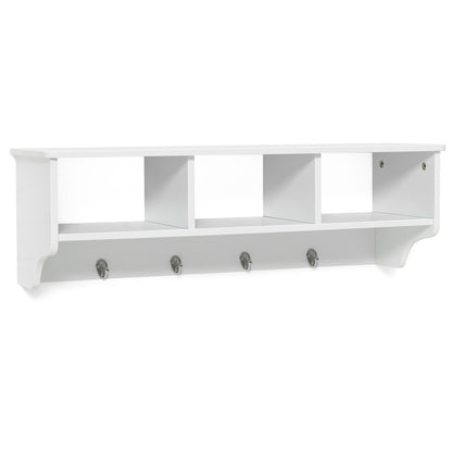 Wall Mount Cubby Organizer Hooks Entryway Storage Shelf, White Coat Racks & Hall Trees White at Gallery Canada