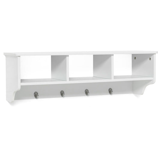 Wall Mount Cubby Organizer Hooks Entryway Storage Shelf, White Coat Racks & Hall Trees White at Gallery Canada