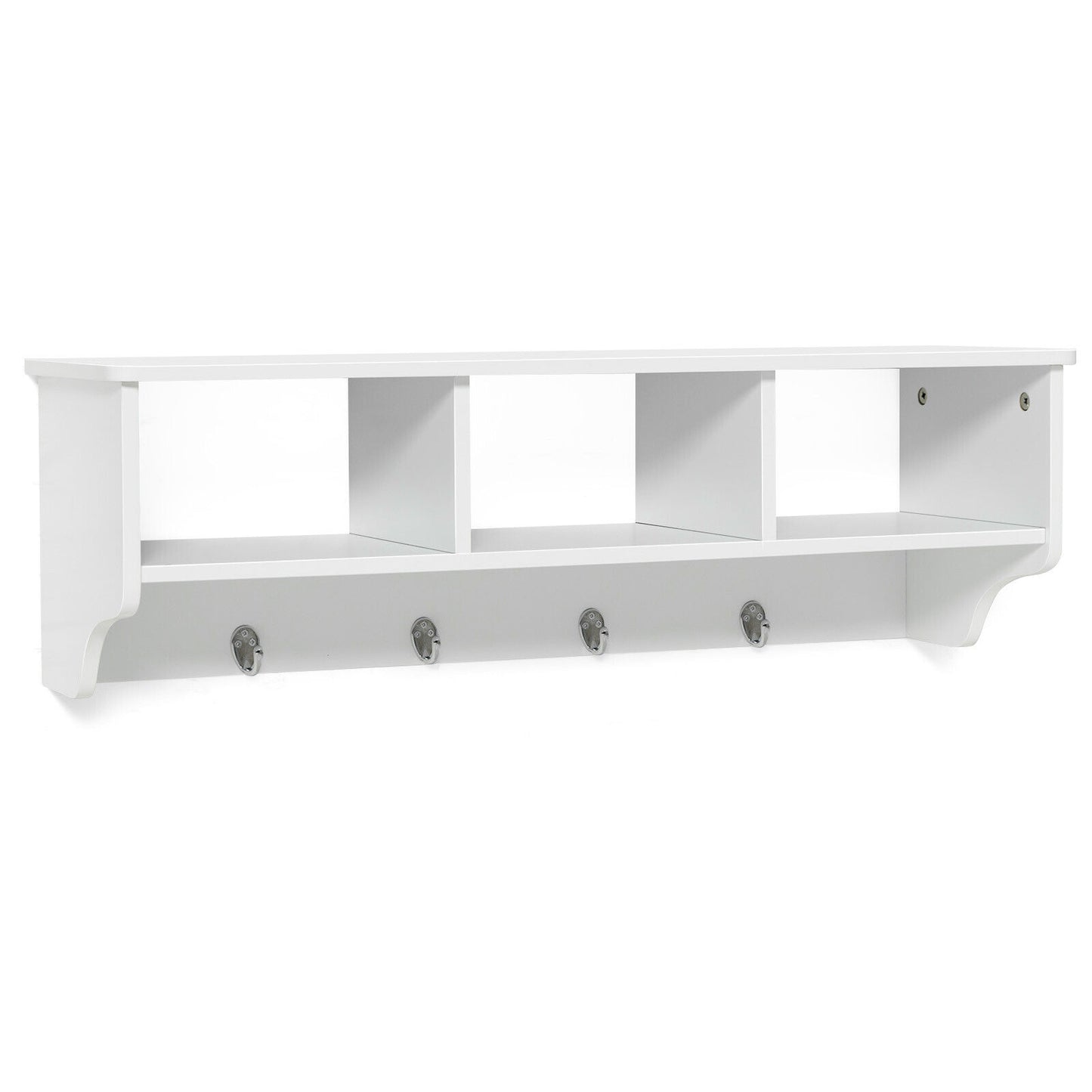 Wall Mount Cubby Organizer Hooks Entryway Storage Shelf, White Coat Racks & Hall Trees at Gallery Canada