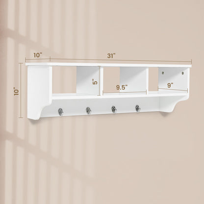 Wall Mount Cubby Organizer Hooks Entryway Storage Shelf, White Coat Racks & Hall Trees at Gallery Canada