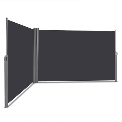 237 x 63 Inch Patio Retractable Double Folding Side Awning Screen Divider, Gray Outdoor Shades at Gallery Canada