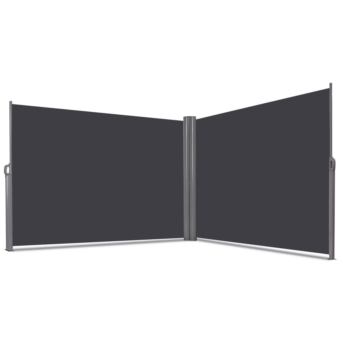 237 x 63 Inch Patio Retractable Double Folding Side Awning Screen Divider, Gray Outdoor Shades at Gallery Canada