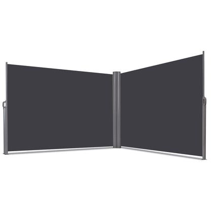 237 x 63 Inch Patio Retractable Double Folding Side Awning Screen Divider, Gray Outdoor Shades at Gallery Canada