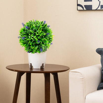 2 Pieces Artificial Lavender Topiary Balls with Flowers, Green Faux Plants at Gallery Canada