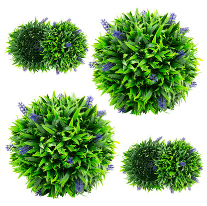 2 Pieces Artificial Lavender Topiary Balls with Flowers, Green Faux Plants at Gallery Canada