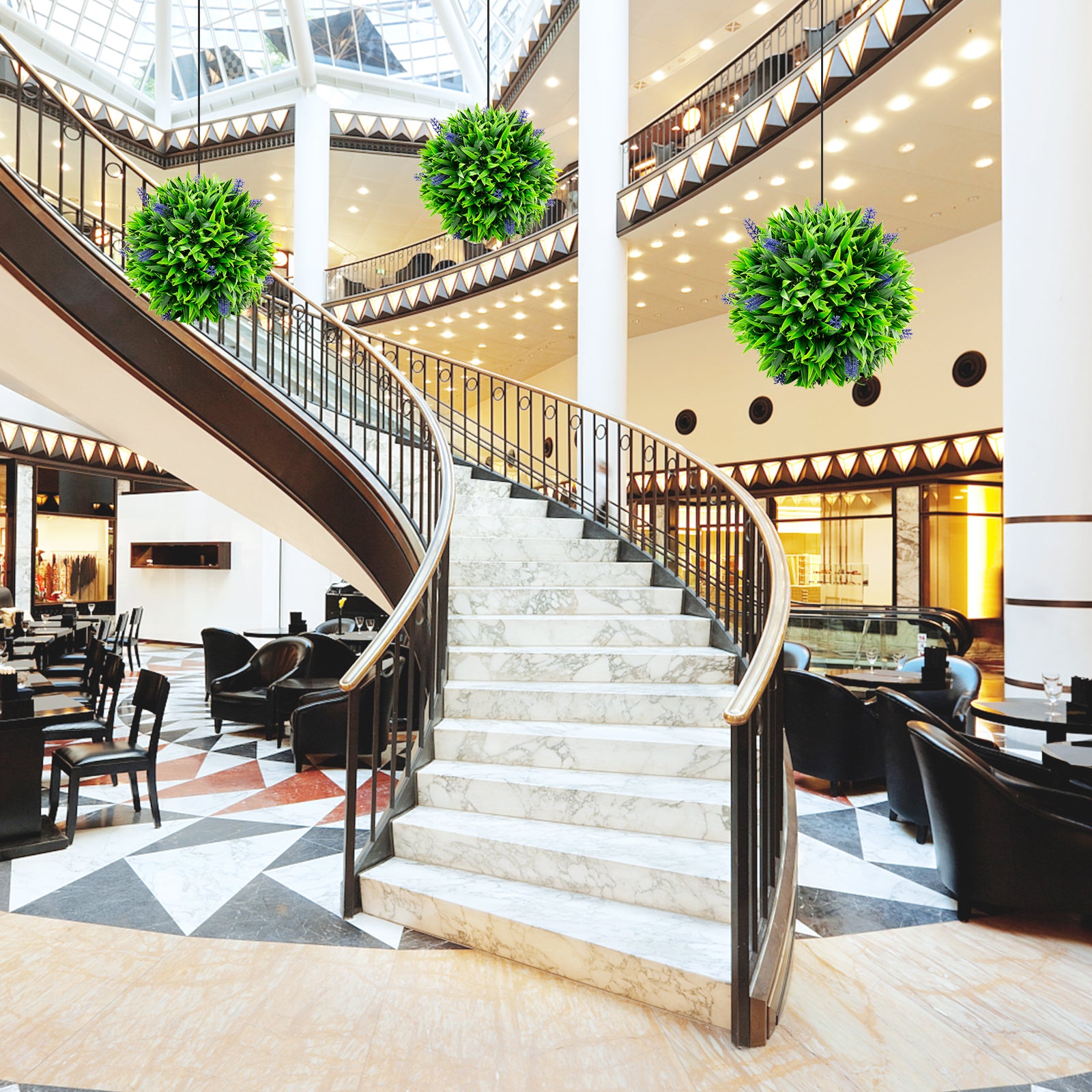 2 Pieces Artificial Lavender Topiary Balls with Flowers, Green Faux Plants at Gallery Canada