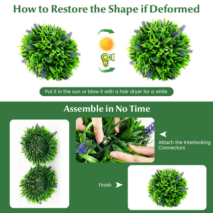 2 Pieces Artificial Lavender Topiary Balls with Flowers, Green Faux Plants at Gallery Canada