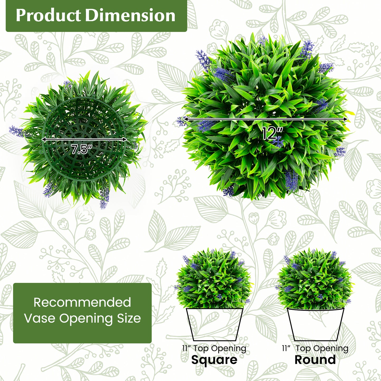 2 Pieces Artificial Lavender Topiary Balls with Flowers, Green Faux Plants at Gallery Canada