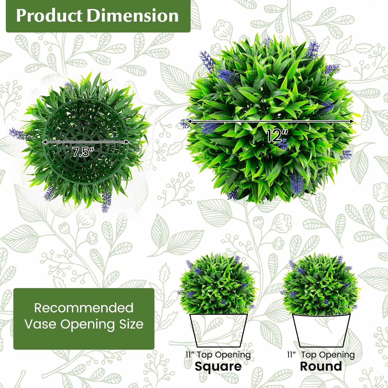 2 Pieces Artificial Lavender Topiary Balls with Flowers, Green Faux Plants at Gallery Canada