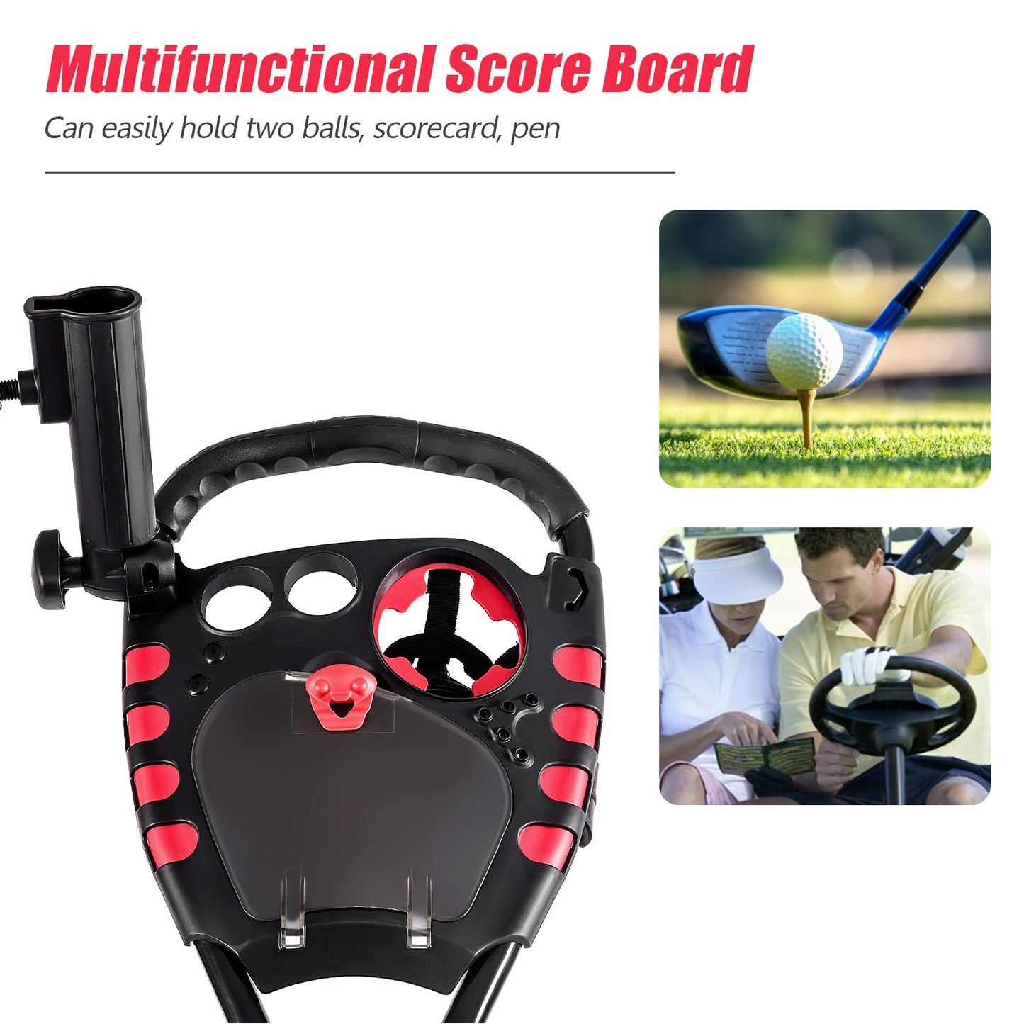 4 Wheel Folding Golf Pull Push Cart Trolley, Black Golf at Gallery Canada