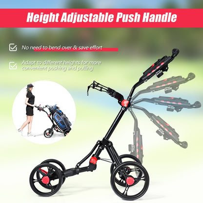 4 Wheel Folding Golf Pull Push Cart Trolley, Black Golf at Gallery Canada