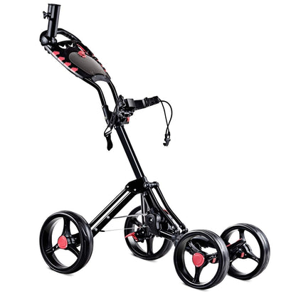 4 Wheel Folding Golf Pull Push Cart Trolley, Black Golf at Gallery Canada