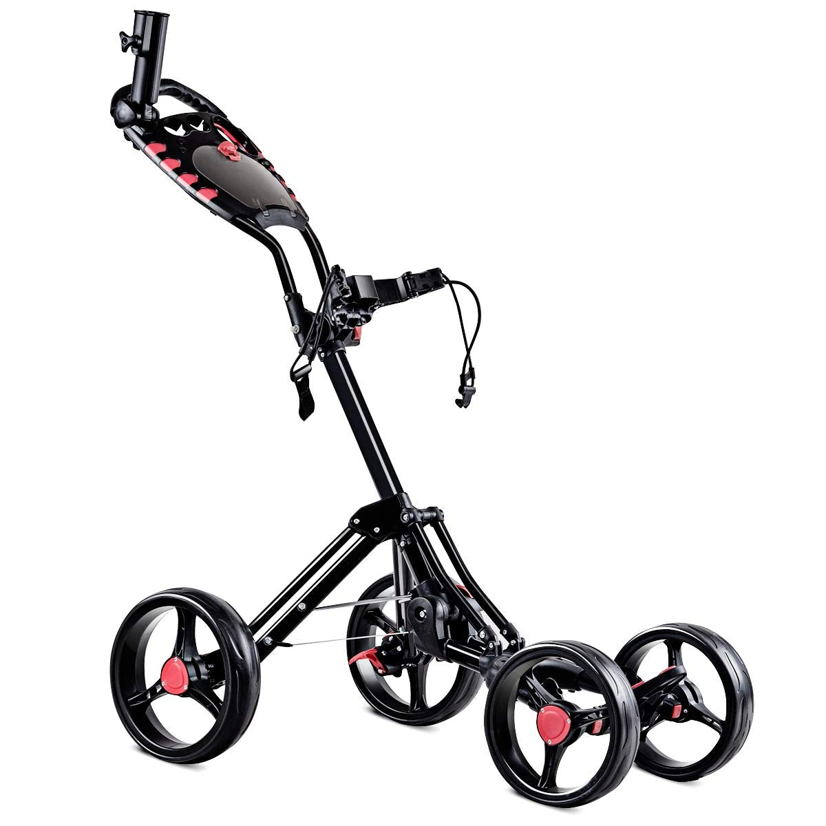 4 Wheel Folding Golf Pull Push Cart Trolley, Black Golf Black at Gallery Canada