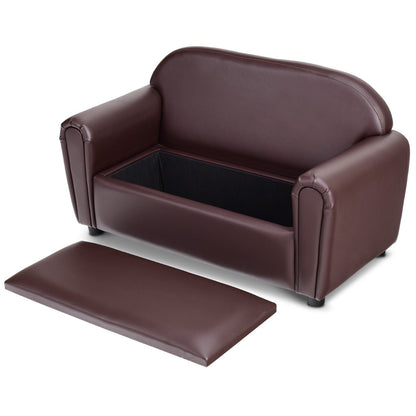 Kids Sofa Armrest Chair with Storage Function, Brown Kids Chairs & Seating at Gallery Canada