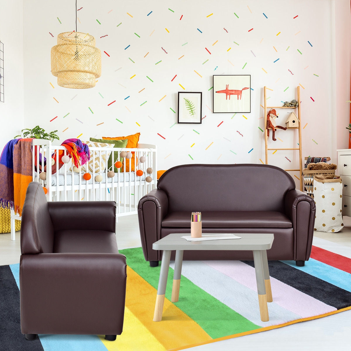 Kids Sofa Armrest Chair with Storage Function, Brown Kids Chairs & Seating at Gallery Canada
