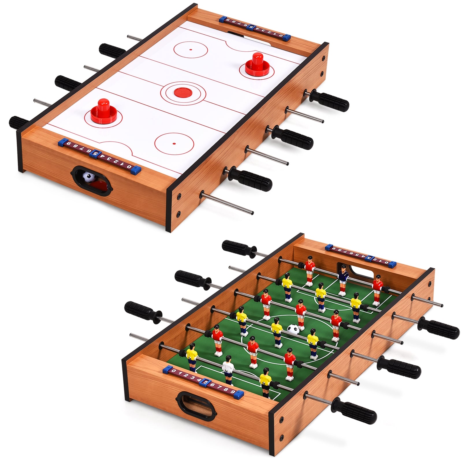 2 in 1 In/Outdoor Air Hockey Foosball Game Table, Brown Game Room at Gallery Canada