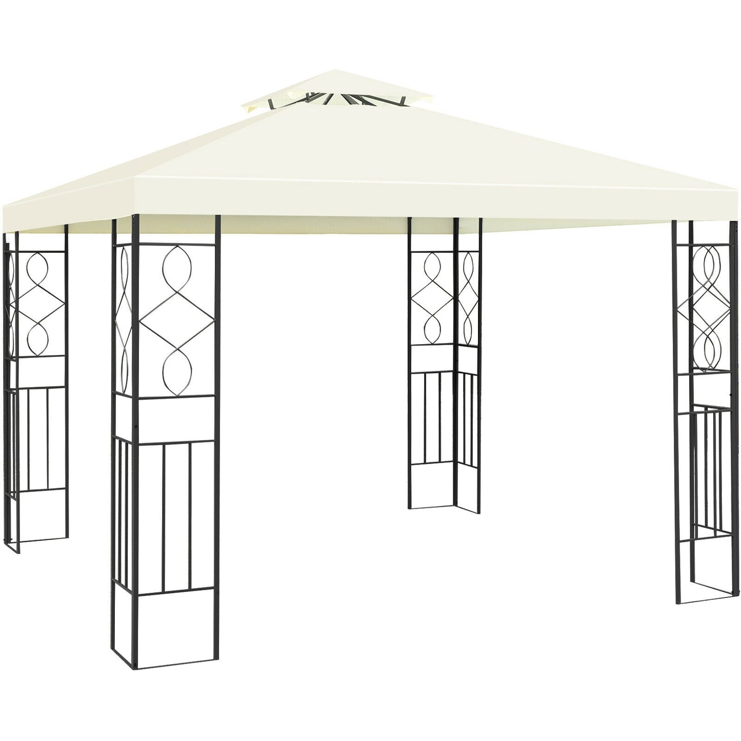 2 Tiers 10 x 10 Feet Patio Gazebo Canopy Tent, Beige Gazebos at Gallery Canada