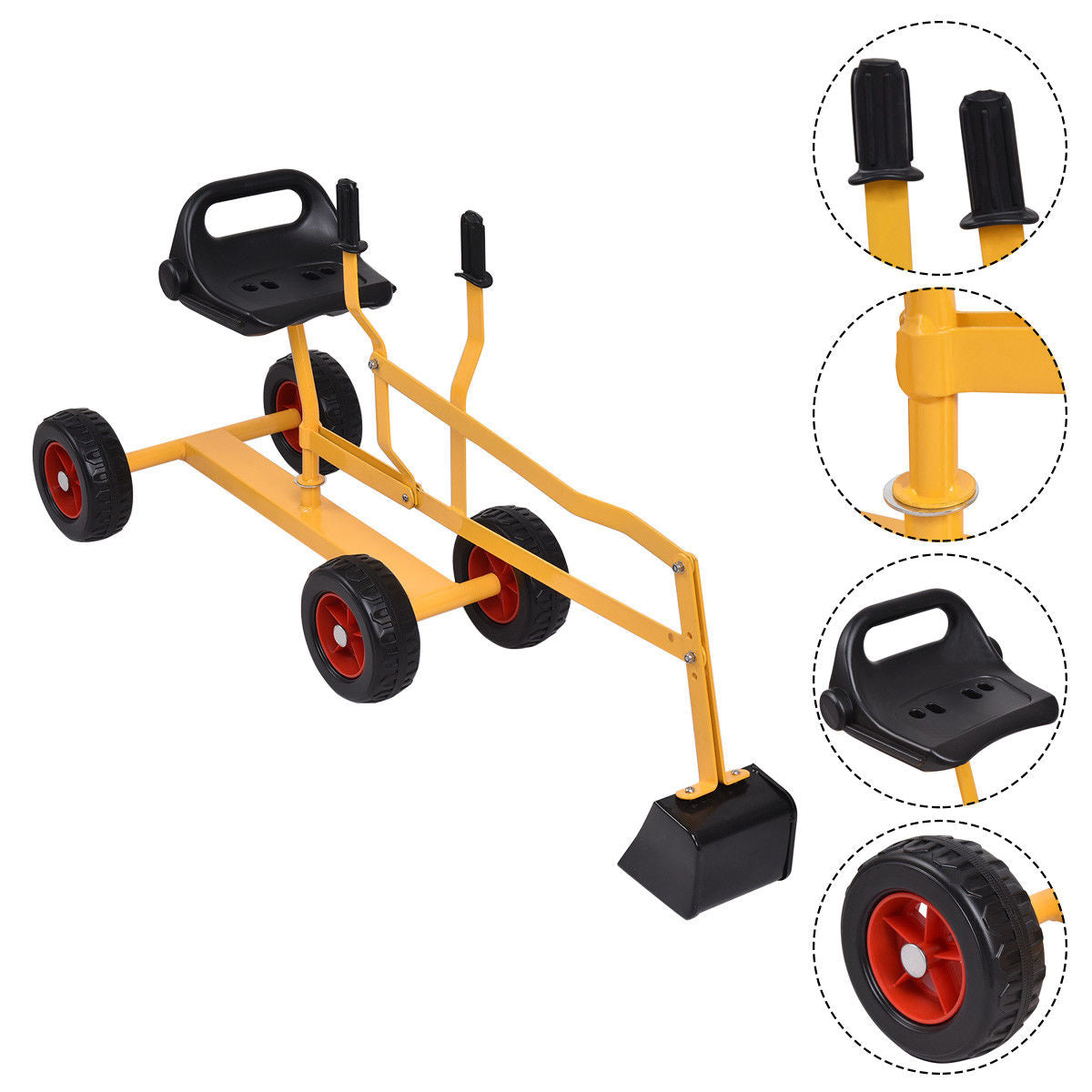 Heavy Duty Kid Ride-on 4-Wheel Excavator Sand Digger, Yellow Sandboxes at Gallery Canada
