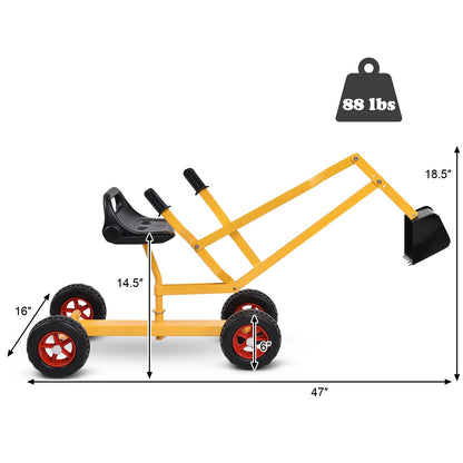 Heavy Duty Kid Ride-on 4-Wheel Excavator Sand Digger, Yellow Sandboxes at Gallery Canada