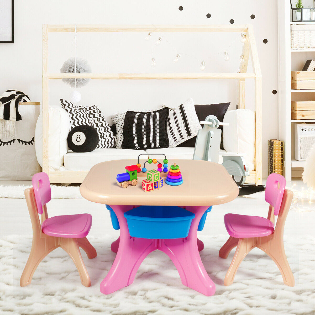 3-Piece Plastic Children Play Table & Chair Set, Multicolor Kids Table & Chair Sets at Gallery Canada