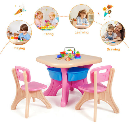 3-Piece Plastic Children Play Table & Chair Set, Multicolor Kids Table & Chair Sets at Gallery Canada