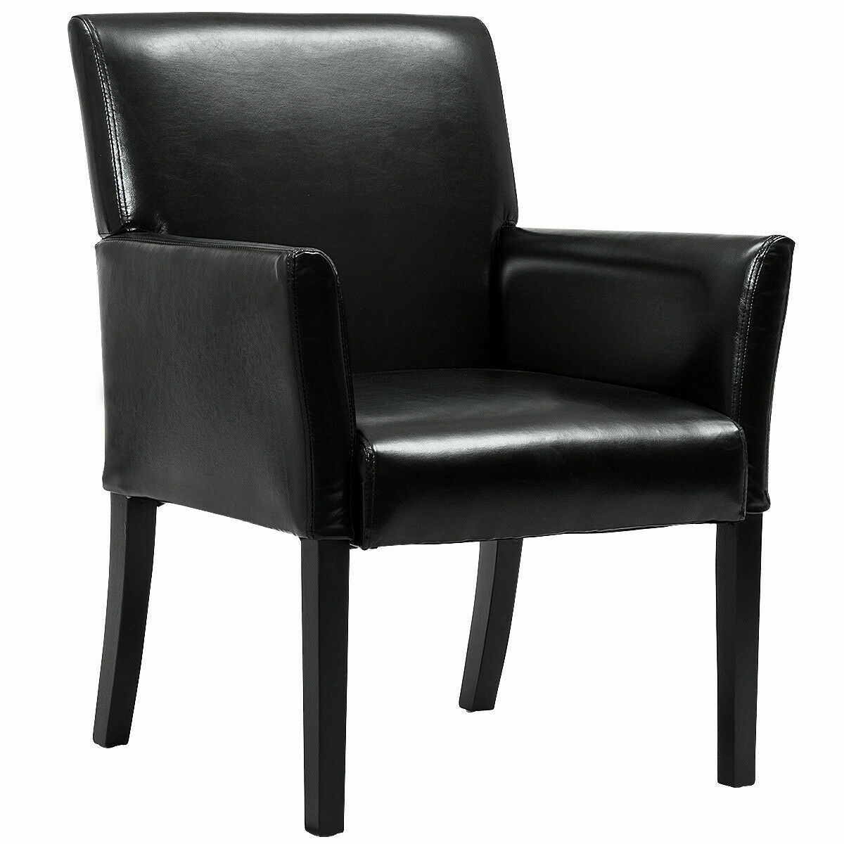 Modern PU Leather Executive Arm Chair, Black