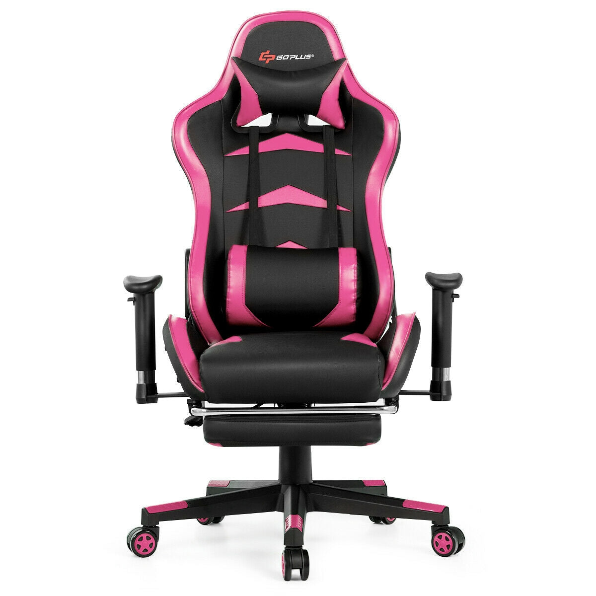 Massage Gaming Chair with Footrest, Pink Gaming Chairs at Gallery Canada