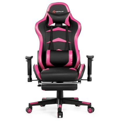 Massage Gaming Chair with Footrest, Pink Gaming Chairs at Gallery Canada