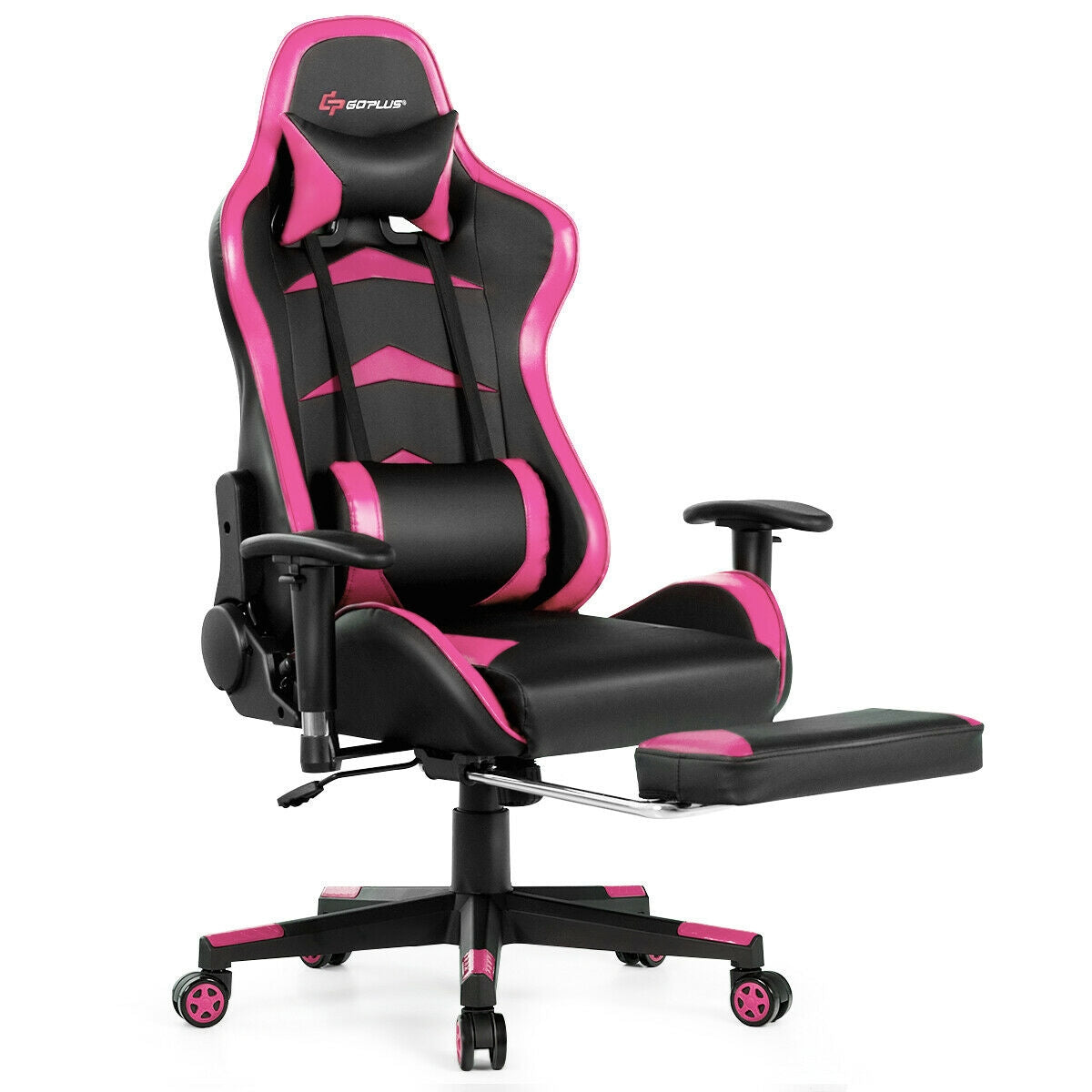 Massage Gaming Chair with Footrest, Pink Gaming Chairs Pink at Gallery Canada