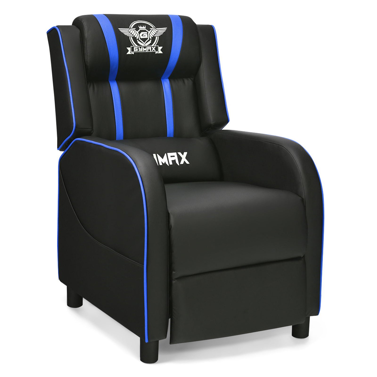 Massage Racing Gaming Single Recliner Chair, Blue Gaming Chairs at Gallery Canada