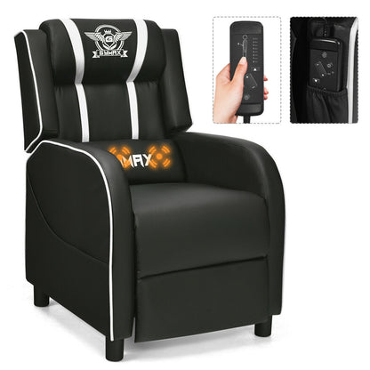 Massage Racing Gaming Single Recliner Chair, White Gaming Chairs at Gallery Canada