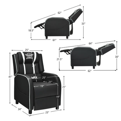 Massage Racing Gaming Single Recliner Chair, White Gaming Chairs at Gallery Canada