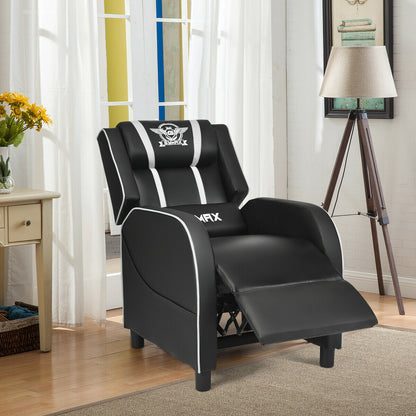 Massage Racing Gaming Single Recliner Chair, White Gaming Chairs at Gallery Canada