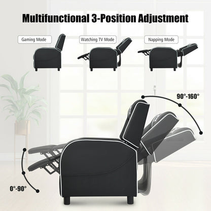 Massage Racing Gaming Single Recliner Chair, White Gaming Chairs at Gallery Canada