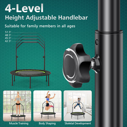 40 Inch Foldable Fitness Rebounder with Resistance Bands Adjustable Home, Green Trampolines at Gallery Canada