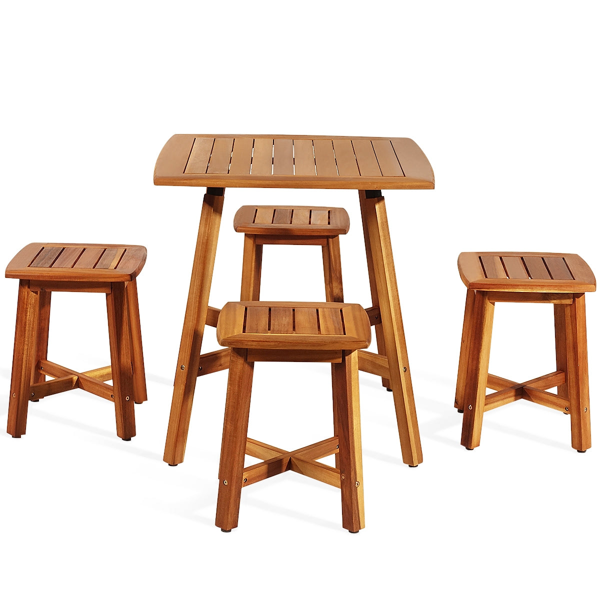 5 Pieces Acacia Patio Dining Set, Brown Patio Dining Sets at Gallery Canada