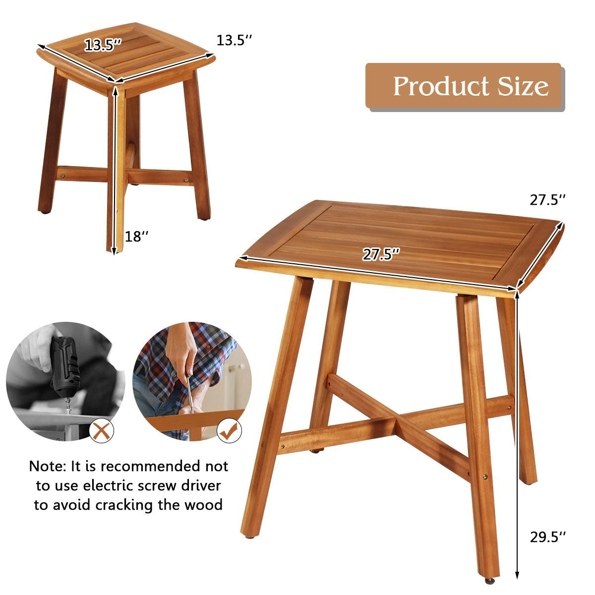 5 Pieces Acacia Patio Dining Set, Brown Patio Dining Sets at Gallery Canada