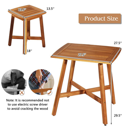 5 Pieces Acacia Patio Dining Set, Brown Patio Dining Sets at Gallery Canada